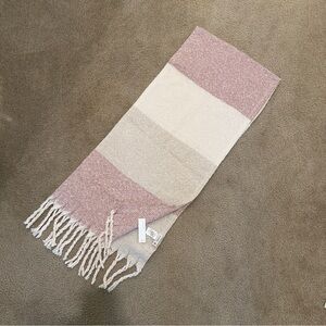 Pink and Cream Fringed Scarf